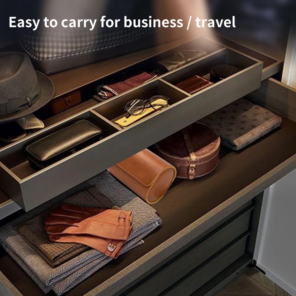 Watch Storage Box Vintage 2 Slots Magnetic Snap-type Soft Lining Protective Faux Leather Watch Roll Case Wrist Jewelry Organizer