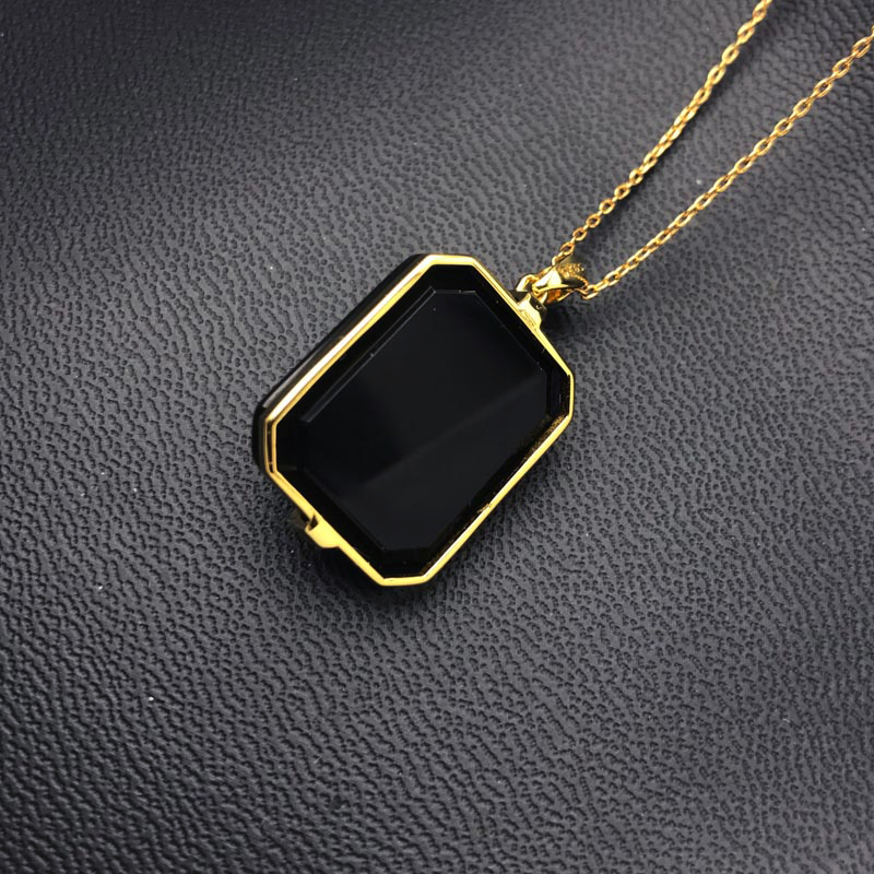 CSJ New Natural Blue Topaz Pendants Sterling 925 Silver Blacke Agate Necklace for Women Birthday Party Sparking Jewelry Gift