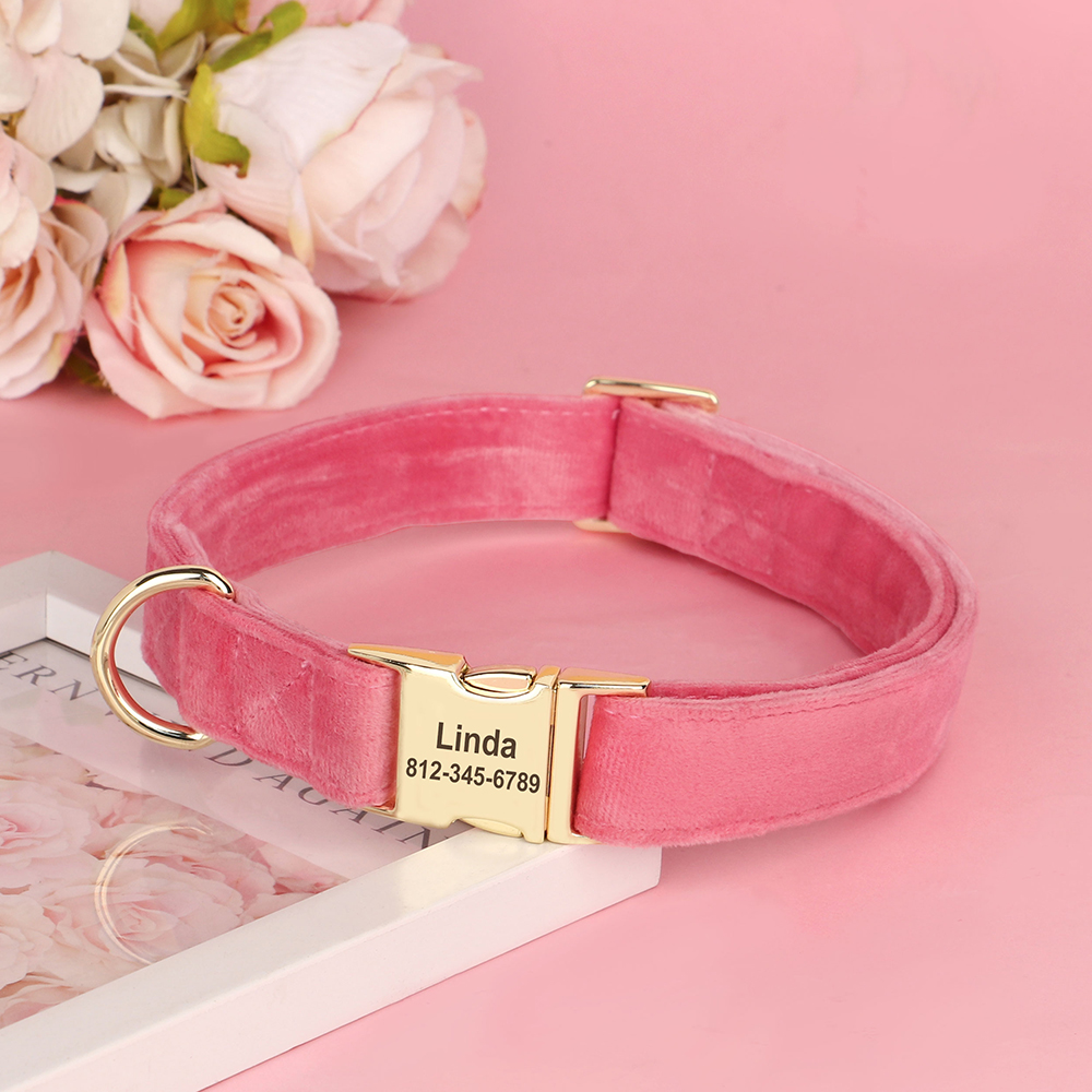 Custom Small Medium Large Pet Dog Collar Personalized Engraved Soft Pets Puppy ID Nameplate Collars For Pug French Bulldog S-L