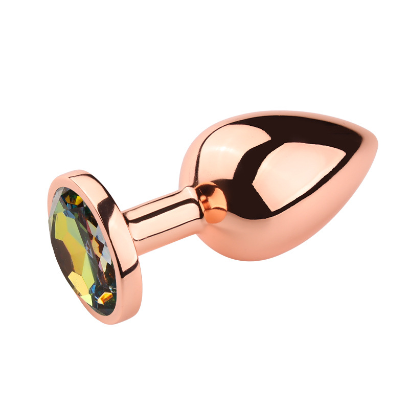 Small TleMeny Medium Large Set Crystal Round Rose Gold Rainbow Metal Anal Beads Butt Plug Jewelry insert Sex Toys For Women Men