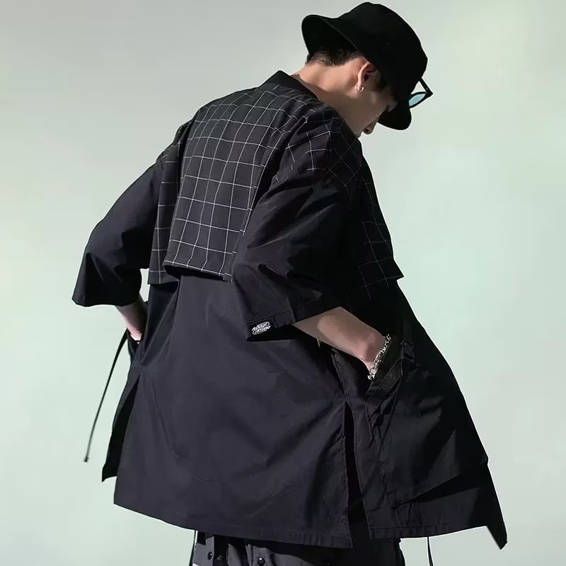 Spring Summwe Loose Men Coat Jacket Plus Size 3XL Japanese Kimono Cardigan Traditional Samurai Costume Hip Hop Street Clothing