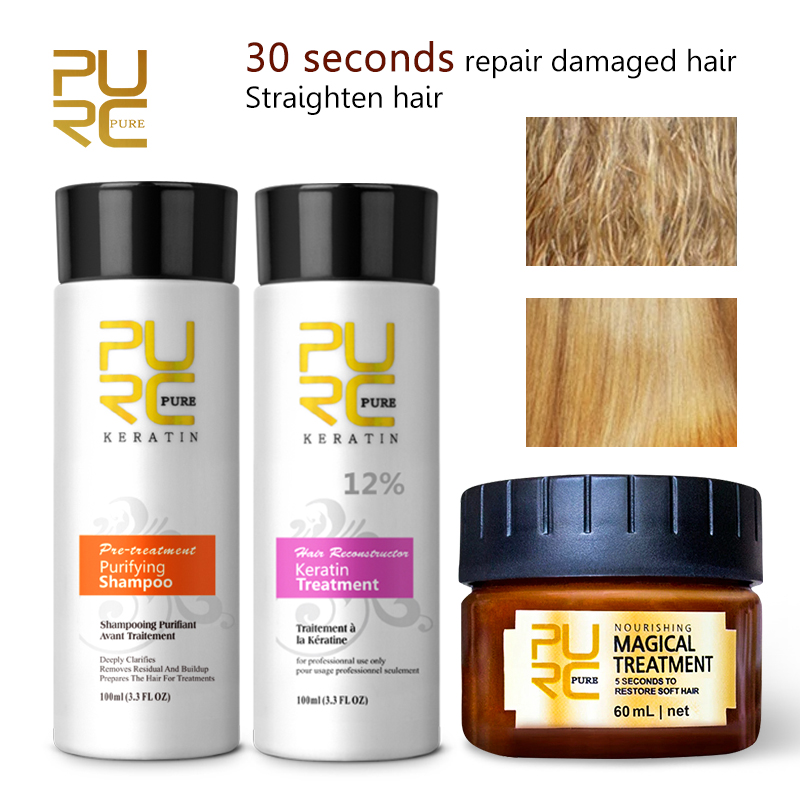 PURC Treatment Brazilian Keratin and Hair Mask Sets Straightening Repair Frizz Hair Treatment Product for Women smile