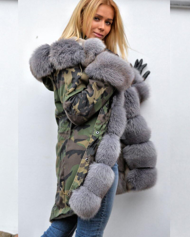 Women Thicken Warm Winter Coat Hood Down Parka Fleece Fur Outdoor Overcoat Long Jacket Outwear