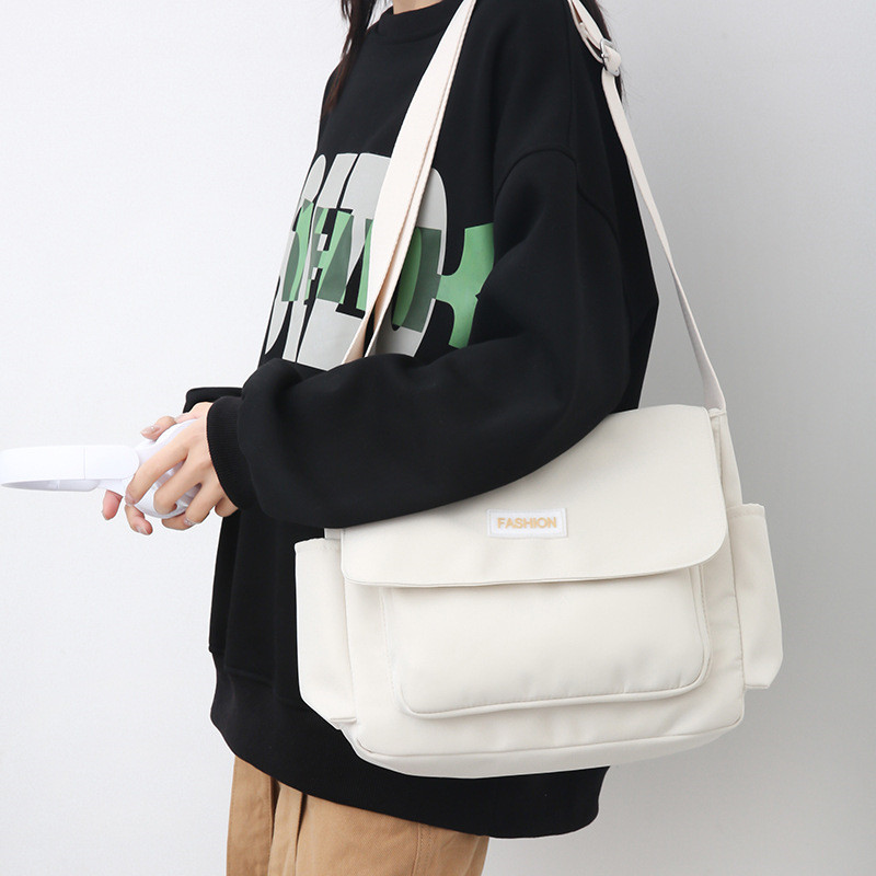 Women's School Messenger Bags for Teen Girls Shoulder Bag Ladies Designer Handbags Large Capacity Solid Canvas Crossbody Bags