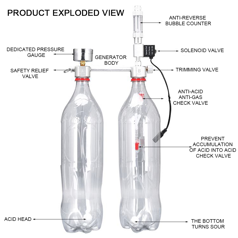 Aquarium Equipment Bubble Counter Diffuser CO2 Generator System Kit DIY With Solenoid Valve For Aquatic Plant Growth