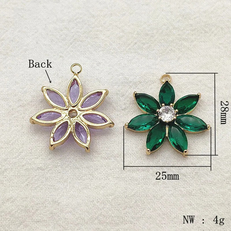 incoming 28x25mm 30 pieces transparent glass charm copper flower pendant used for handmade necklaces/earrings DIY accessories jewelry discovery 241108