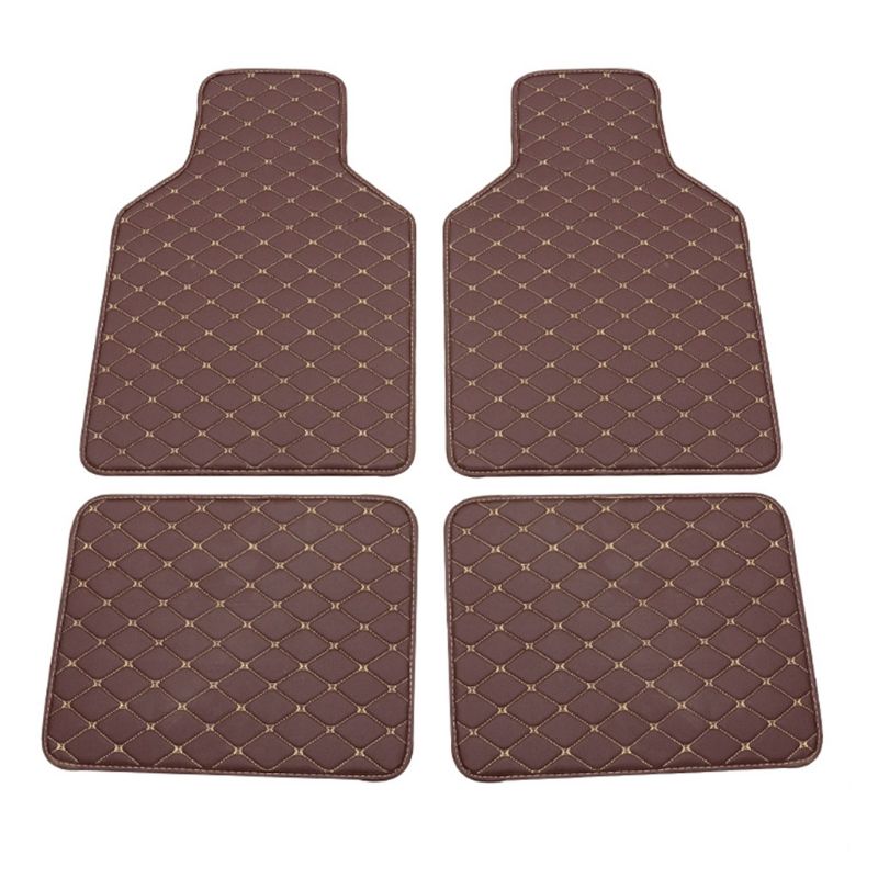 4Pcs Wearproof Interior Floor Mat PU Leather Car Foot Pads Non-slip Carpets for Cars Truck SUV