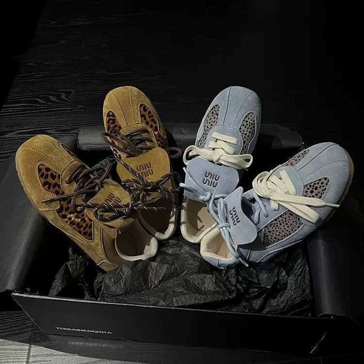 Small Niche Design Leopard Print Training Shoes For Women, 2024 New Versatile Casual Sports Board Forrest Gump Shoes, Trendy