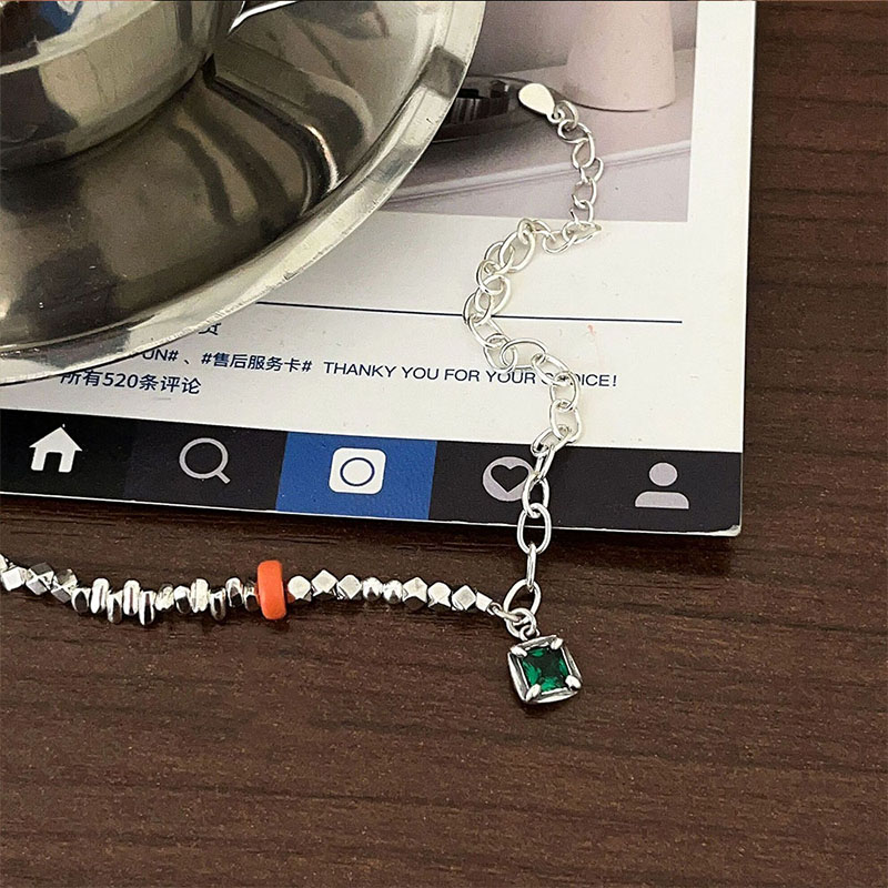 S925 Sterling Silver Emerald Bracelet Female Simple Minority Design High Sense Light Luxury 2023 New Accessories