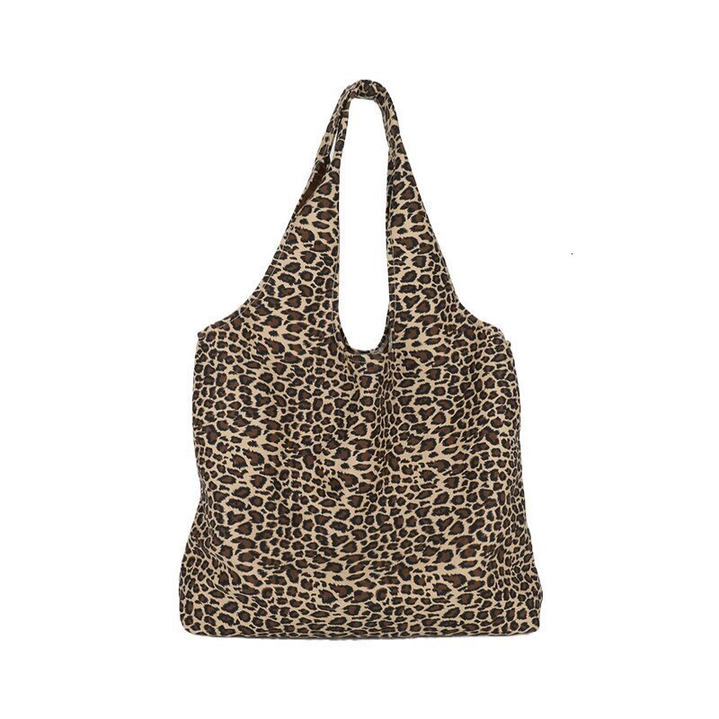 College students commuting to class, large capacity tote for women 2024 new lazy style leopard print canvas shoulder bag
