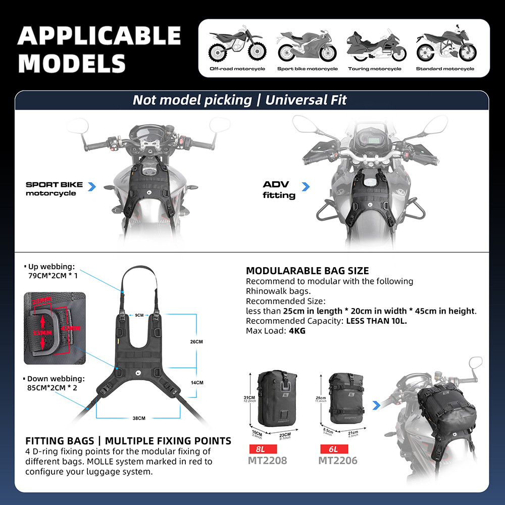 Motorcycle Tank With Base Universal Waterproof Outdoor Riding Pack Travel Bags Saddle Accessories Frame Crash Bars Bag
