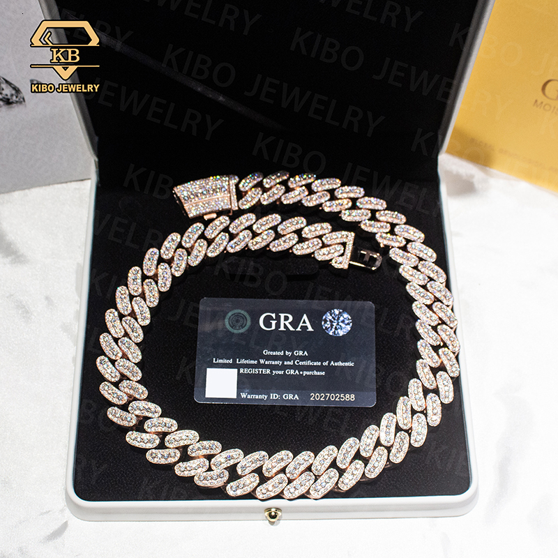 22mm Big Raised Pointer Sier Rose Gold Moissanite Iced Out Cuban k Chain