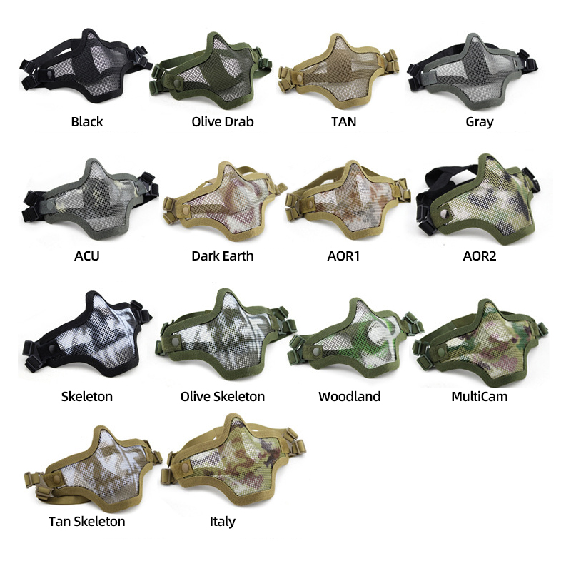 Steel Tactical Half Face Mask: Breathable Mesh, High-Impact Resistance, Ideal for Hunting and Paintbal MA-09