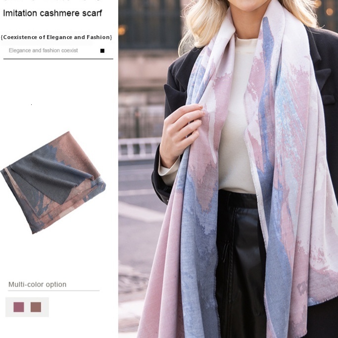 new style imitation cashmere for autumn winter, women's fashion versatile, warm and cold resistant scarf