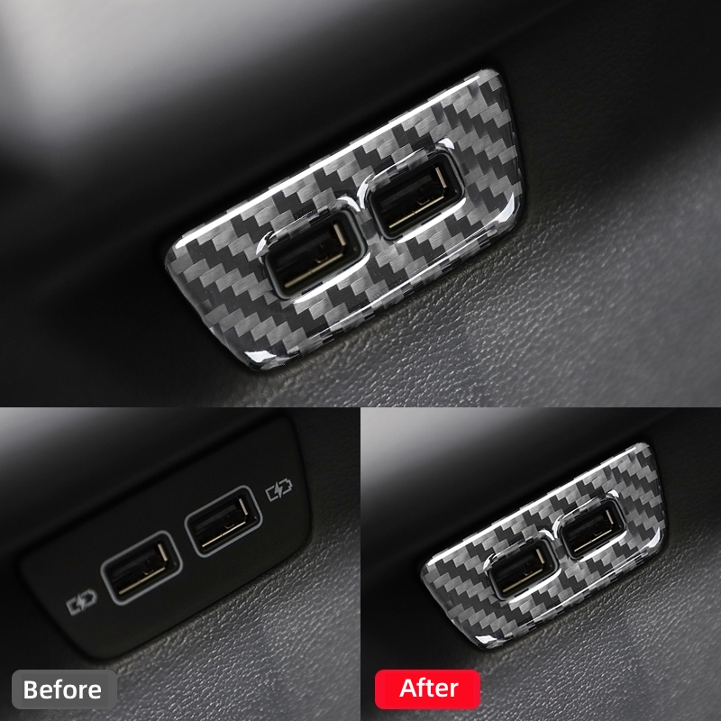 For Volkswagen Golf 8 MK8 2020 2021 Auto Rear USB Charging Port Decoration Frame Stickers Carbon Fiber Car Interior Accessories