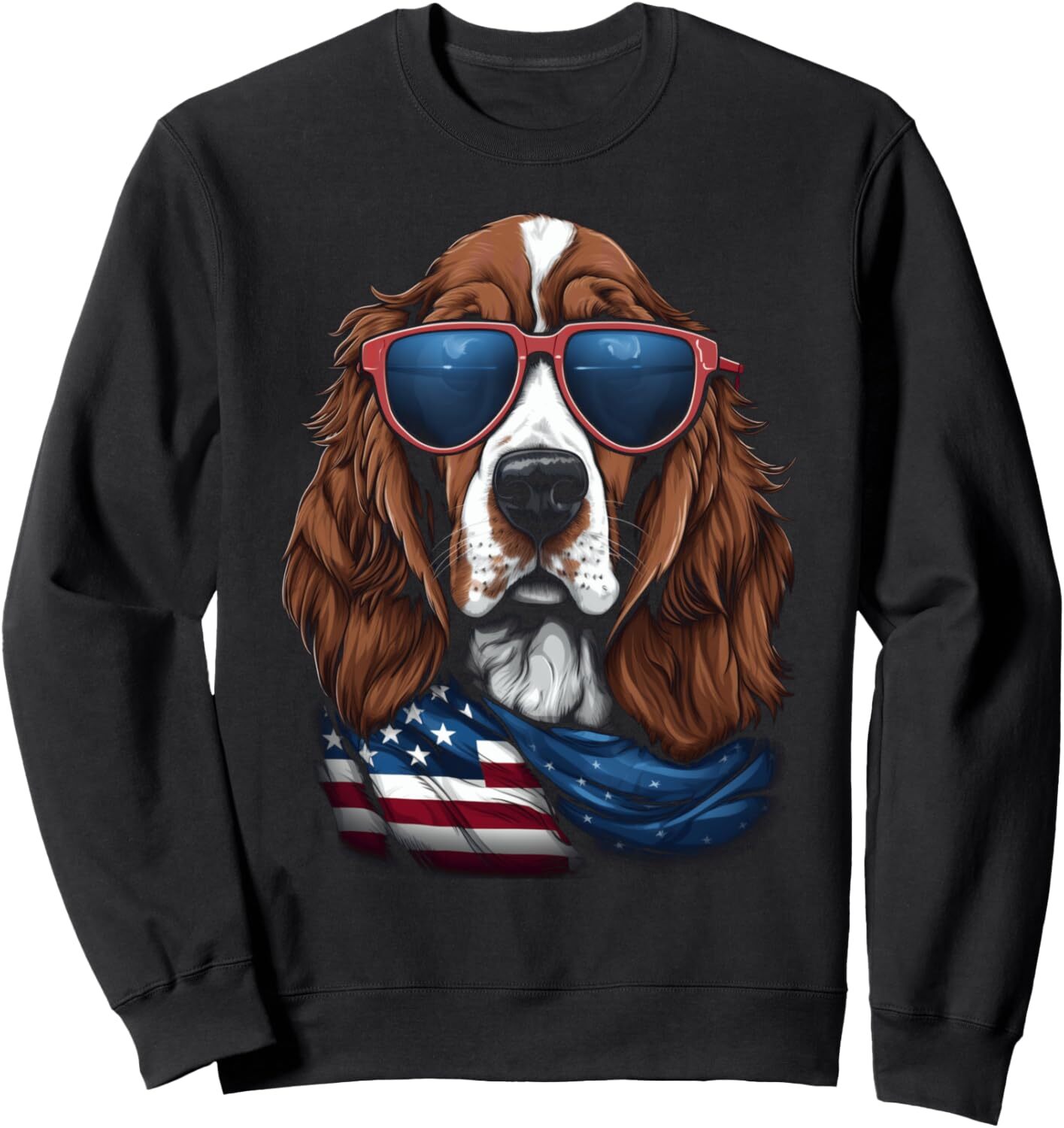 Long Sleeve Shirts for Men sweatshirt Basset Fauve de Bretagne American Flag US Tee 4th July Gifts Sweatshirt T shirt Tee Streetwear Casual tops cloth