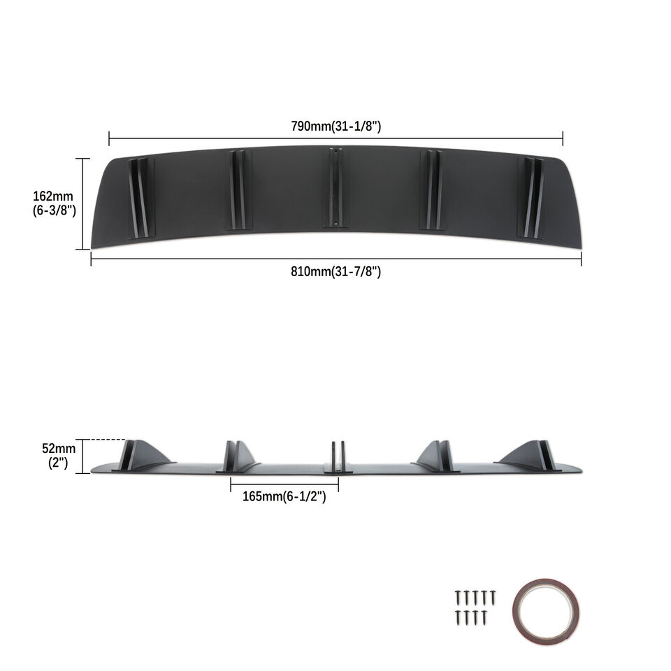 2pcs Universal Car Rear Bumper Lip Spoiler Splitter For Acura TL ILX TLX TSX MDX RDX 5 Fins 81.5cm Diffuser Shark ABS body kit