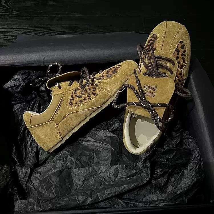 Small Niche Design Leopard Print Training Shoes For Women, 2024 New Versatile Casual Sports Board Forrest Gump Shoes, Trendy