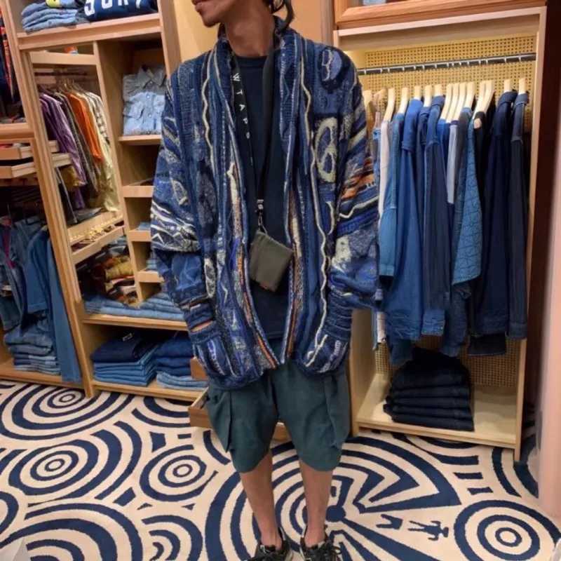 High Quality Kapital Japanese Retro Extra Large Knitted Sweater Mens and Warm Open Thick Long Sve Coat Winter Peach Robe Coat T241111