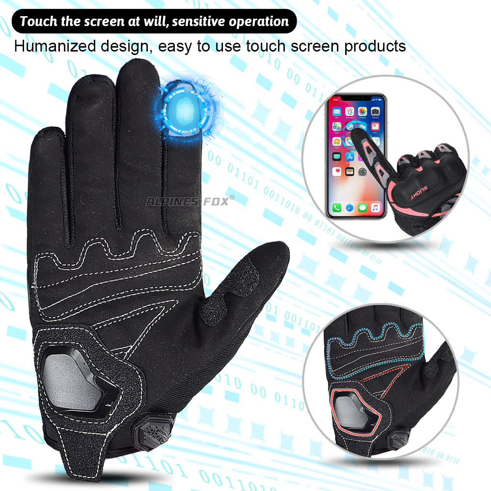 Suomy Summer Motorcycle Gloves Breathable Full Finger Motorbike Riding Glove Women Men Touch Screen Motocross Guantes for Honda