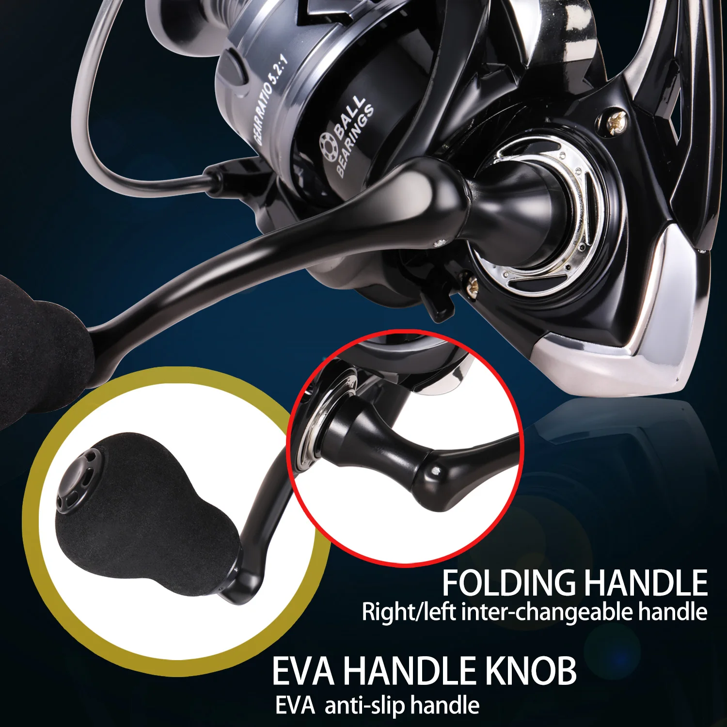 Sougayilang Spinning Fishing Reel 5.2:1 Gear Ratio Aluminum Spool with EVA Handle Max Drag 8kg for Carp Fishing Bass Fishing