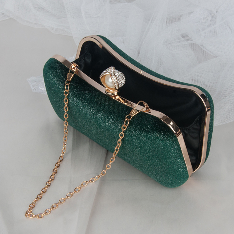 Green Shoulder Handbags for Women Famous Brand Flannel Clutch Purse Luxury Designer Party Wallets for Weddings Crossbody Bag