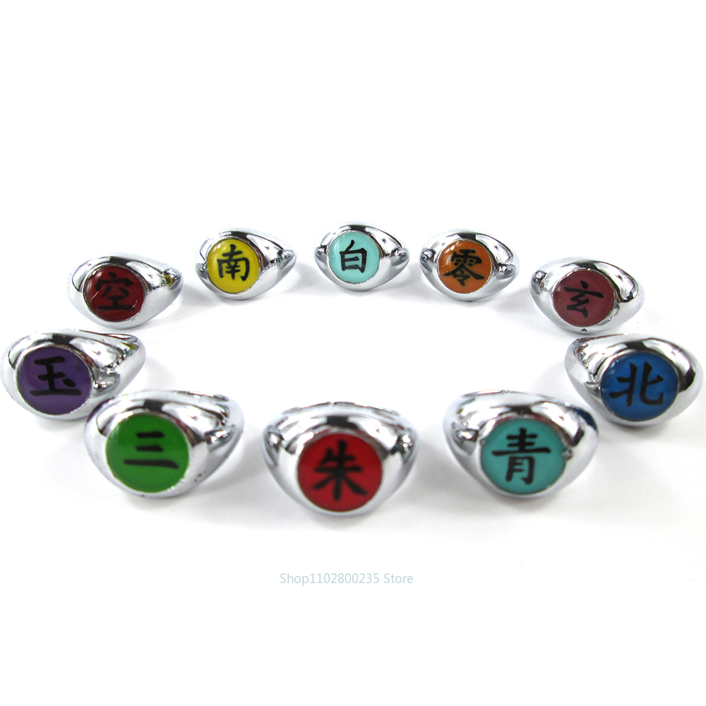 Anime Naruto Cosplay Ring Akatsuki Ninja Rings Nagato Deidara Sasori Kakuzu Orochimaru Zetsu Hidan Figure Ring Christmas Gift