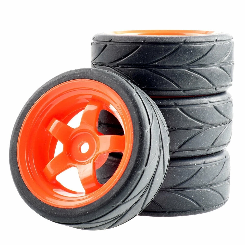 4Pcs RC 6030-6081 Rubber Tires & Plastic Wheel For HSP HPI 1:10 On-Road Car Racing