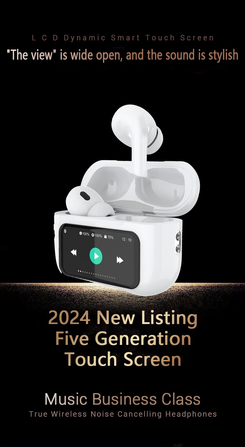 ANC Wireless Earphones Colorful LED Screen TWS Earbuds Touch Active Noise Cancelg Bluetooth Headphones Sports Headset