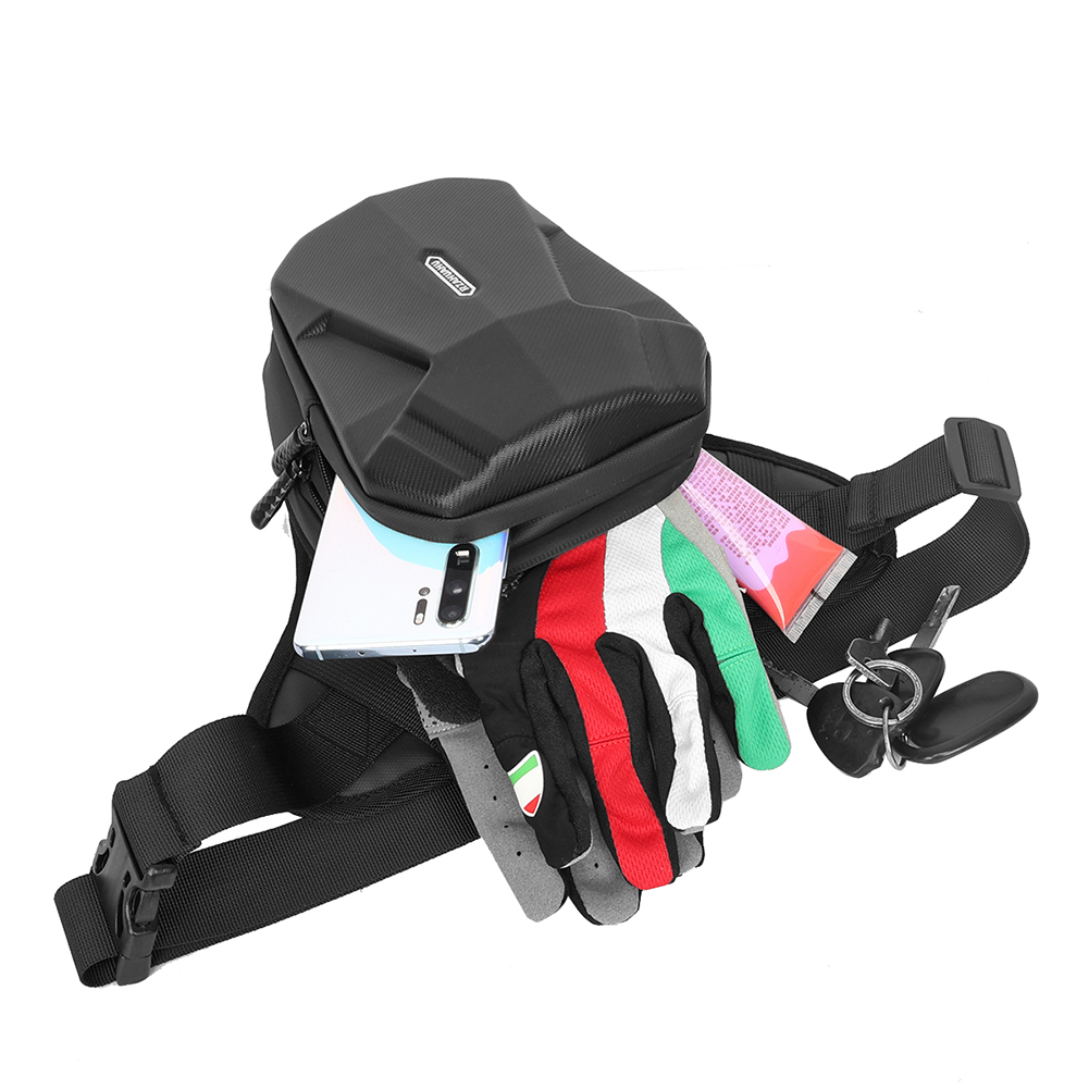 RZAHUAHU Hard Shell Motorcycle Bag Drop Leg Side Bag Fanny Waist Bag Waterproof Phone Purse Motorbike Hip Bum Pack Cycling Bags