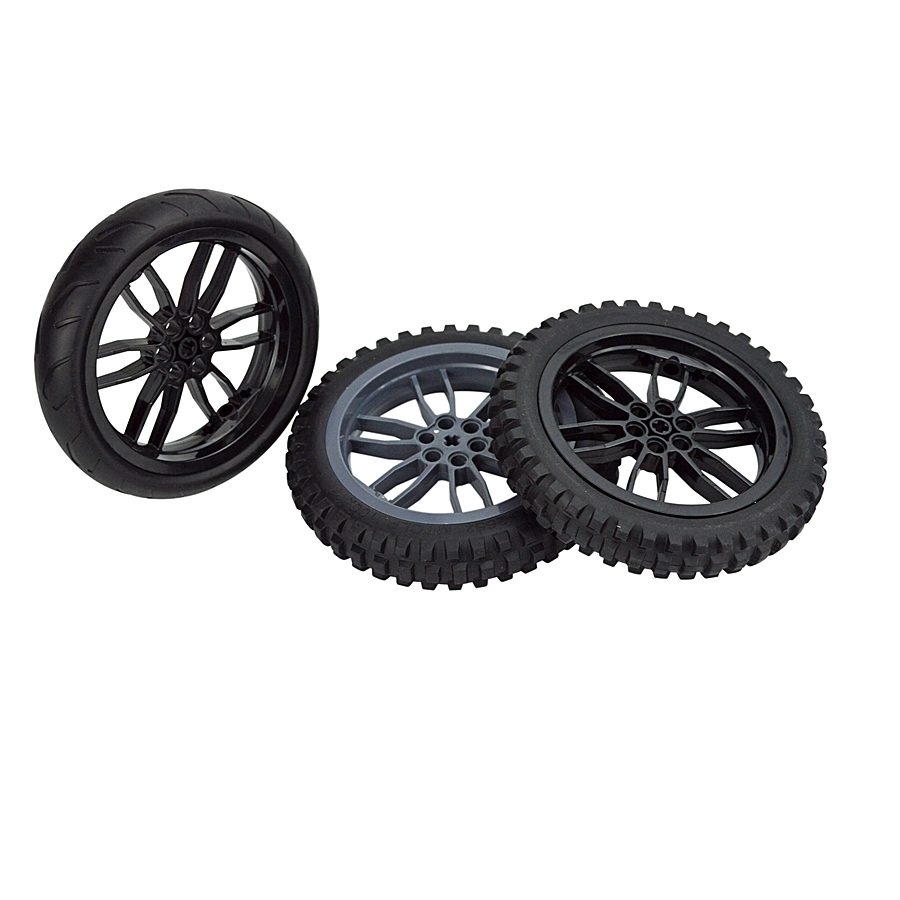 2Pcs MOC Building Block Technical Part Brick Motorcycle Tyre & Motorcycle Rim Compatible with 88517 11957 Part Car Toy Wheel