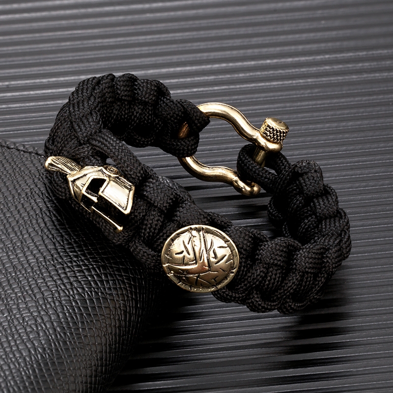 Creative Design Spartan Warrior Helmet Horseshoe Buckle Survival Vikings Accessories Handmade Paracord Bracelet