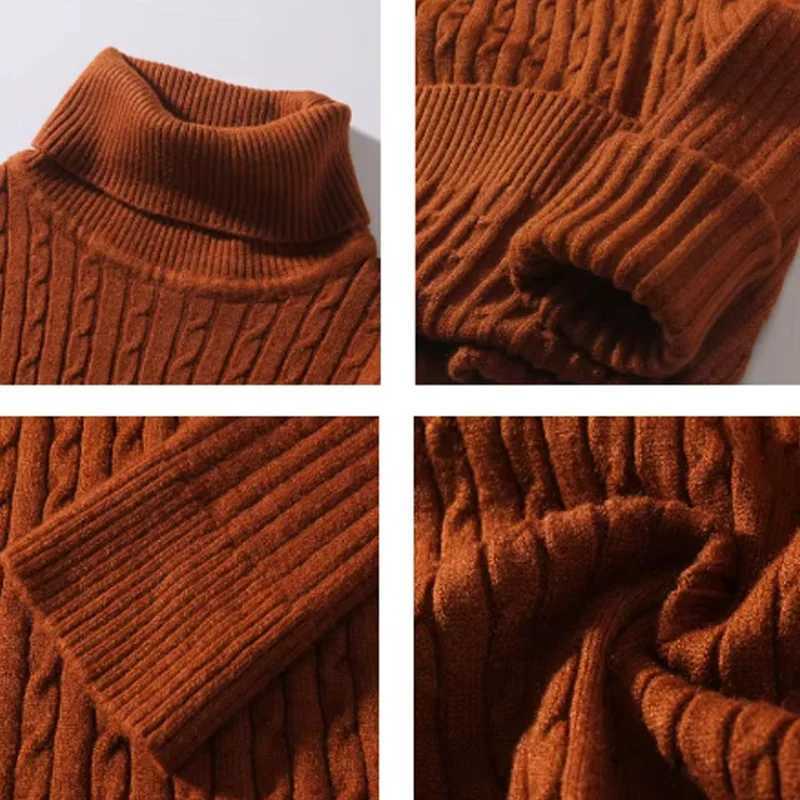 New Arrival Autumn and Winter Mens High Collar Sweater Solid Color Plain Knitted Warm Casual Turtle Neck Sweater Z241111