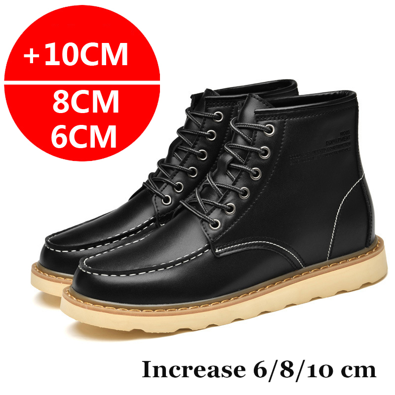 Men Boots Elevator Shoes Hidden Heels High Soft Leather Heightening Shoes For Man Increase Insole 10CM 8CM 6CM Warm Height Boots