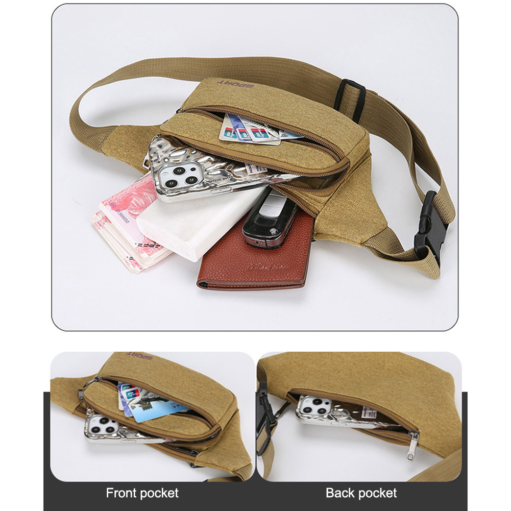 Canvas Running Waist Bag Lightweight Running Storage Bag Portable Elastic Breathable Adjustable Shoulder Strap for Outdoor Sport 59615 5 9990b