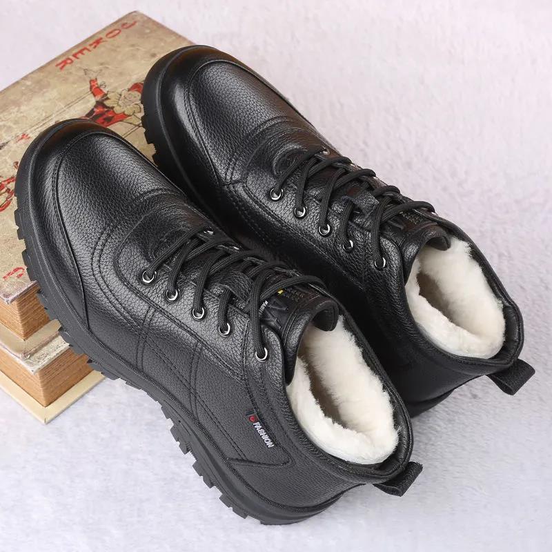 Waterproof Men Winter Men's Lightweight Hight Top Leather Casual Shoes No Slip Warm Snow Boots Plush Women Footwear ed99 's