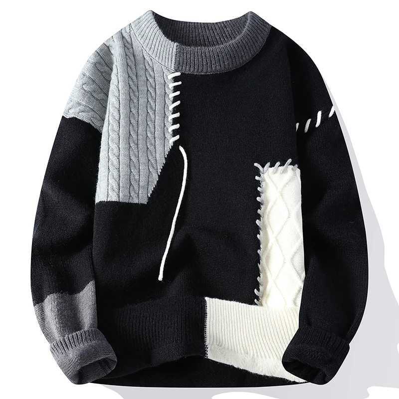 New Arrival Autumn Mens Wool Coat Mens Fashion Sweater Round Neck Mens Thick Warm Mens Knitted Sweater fl Size M-3XL Z241111