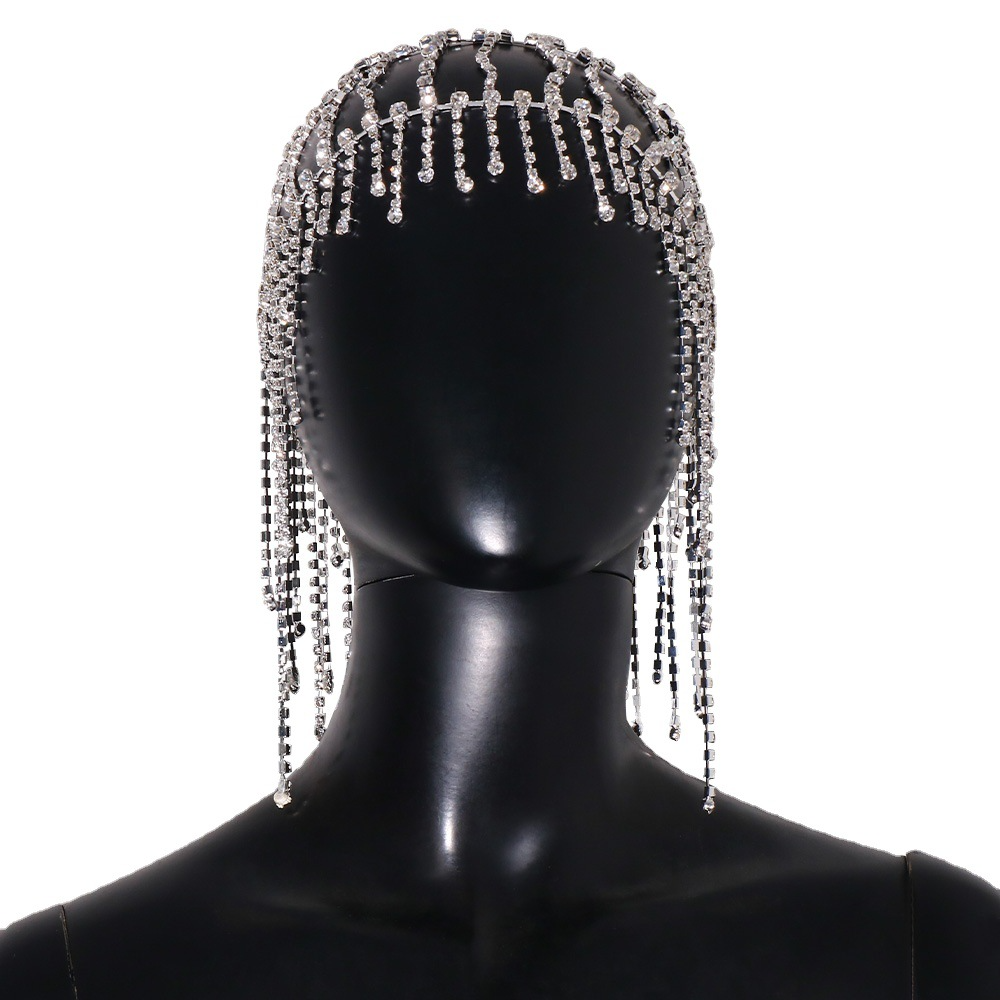 Club Glitter Rhinestone Short Fringed Hair Chain Headband Stage Performance for Women Crystal Headwear Headpiece Head Wig Chain