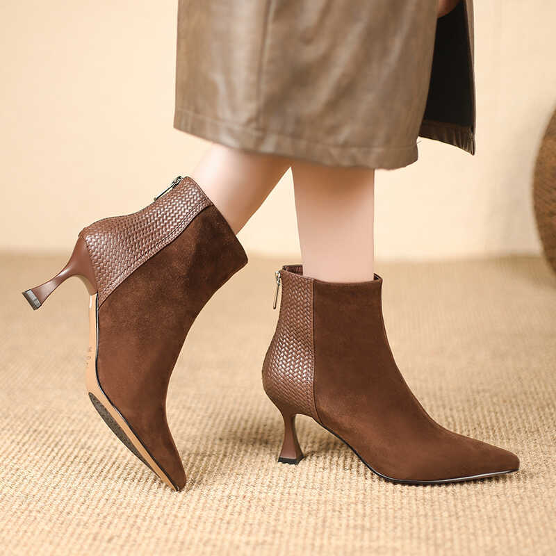 Women's Winter Boots: Versatile Soft Leather Short Boots, Black/Coffee, Free Shipping d266