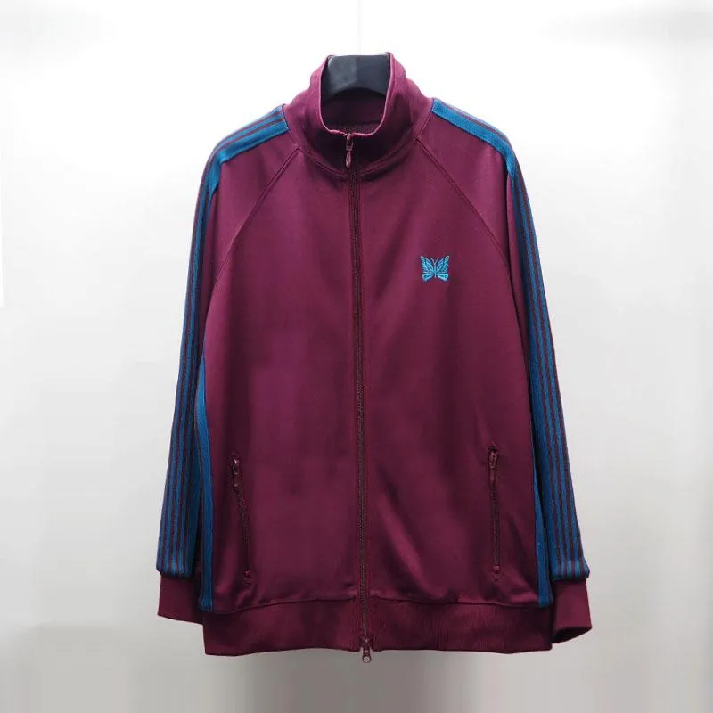 Men's Jackets Butterfly Embroidery Needles AWGE Men Women 1:1 Casual Stripes Coat Fashion Streetwear