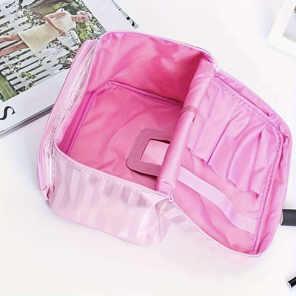 Large Capacity Portable Cosmetic Bag With Top Handle - Travel In Style For Women On The Go