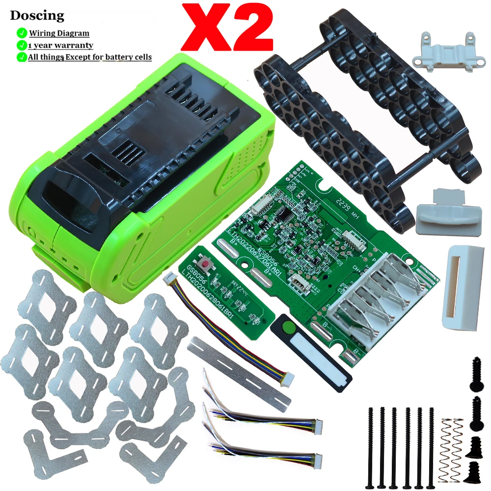 Doscing 29472 For Greenworks 40V Lithium G-MAX Battery case PCB BMS DIY 29462 29482 29252 2901319 Tool battery Capacity