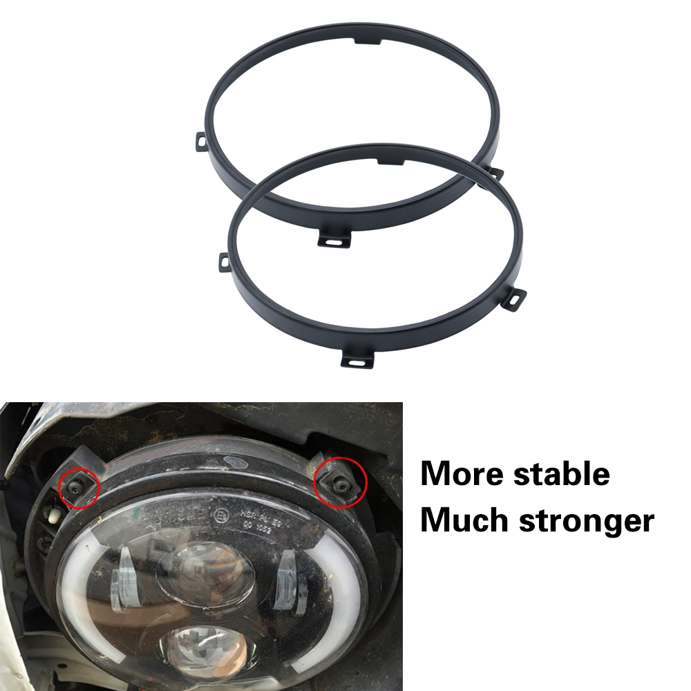 1 Pair Black Round Headlamp 7" Inch Headlight Mounting Ring Trim Bracket For Jeep Wrangler JK TJ Install Support Mount Bracket 28054