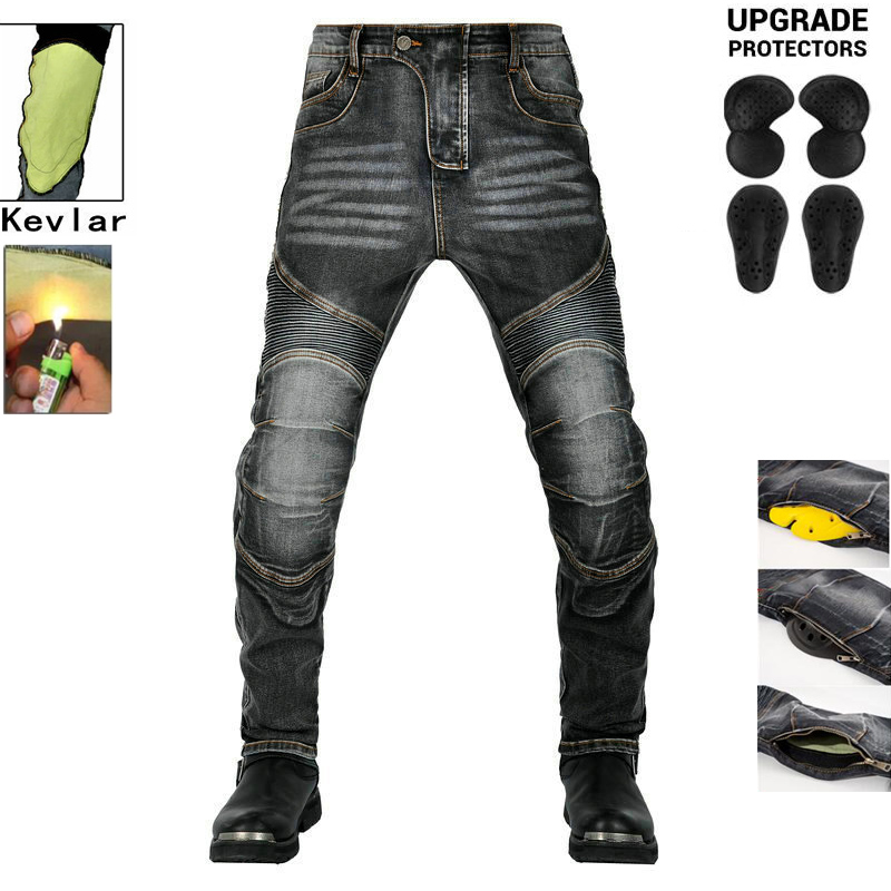 Retro Men Motorcycle Pants Aramid Motorcycle Jeans Protective Gear Riding Touring Motorbike Trousers Motocross Kevlar In Knee