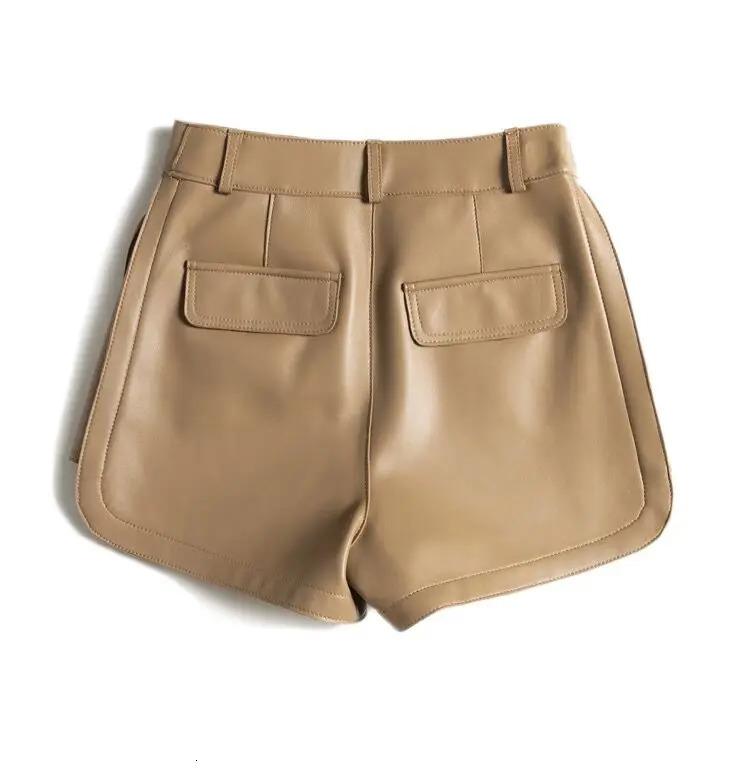 Women's Genuine Leather Wide Leg Shorts: Casual & Sexy Pure White Summer Boots Mini Pants