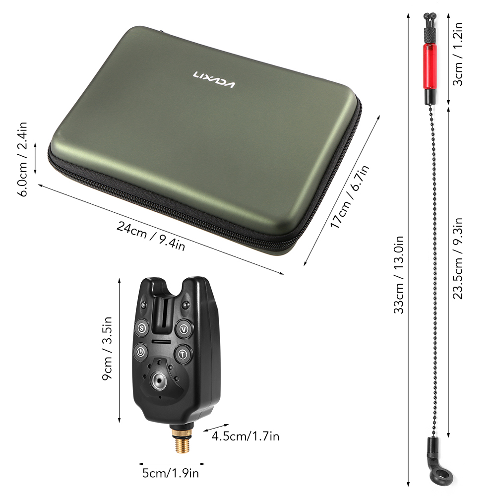 Lixada Fishing Bite Alarms Chain Alert Swinger Set Digital Fishing Alarm Kit LED Alarm Indicator Alert Fishing Swinger