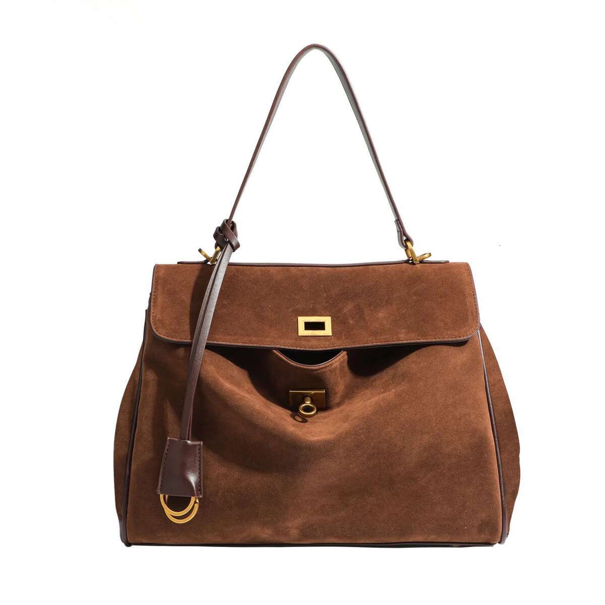 Exact Replicas Bags Brands Boston Suede Shoulder Bag For Women Brown Fashion Female Real Leather Buckle Handbags Zipper Style