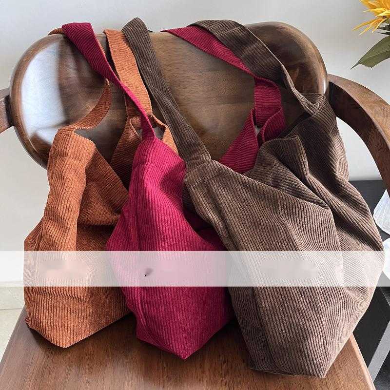 corduroy crossbody bag with large capacity autumn winter, Meilad color versatile shoulder bag, artistic women's bag 241115