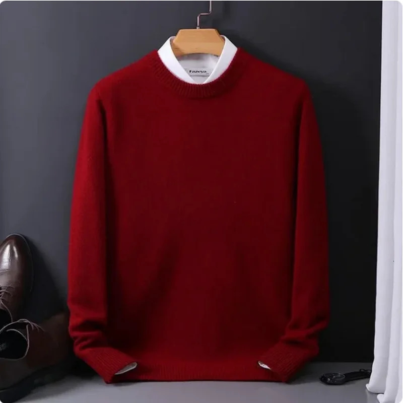 Cashmere Sweater Oneck Pullovers Mens Loose Oversized M3XL Knitted Bottom Shirt Autumn Winter Korean Casual Men Top 241111