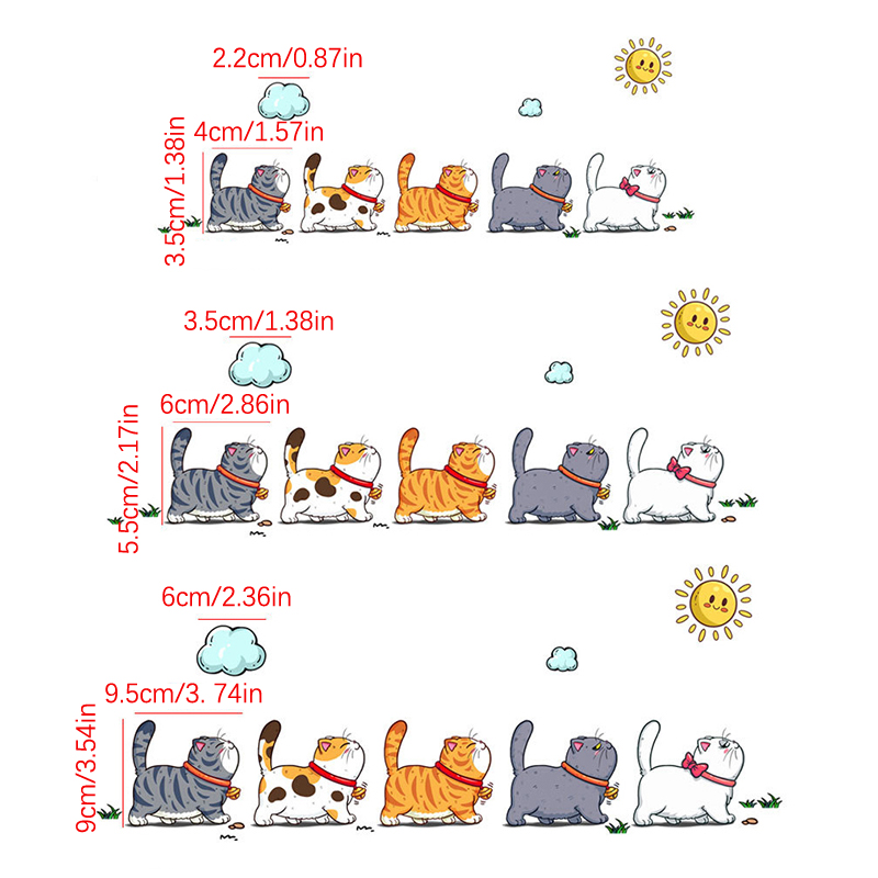 5Pcs/Set Climbing Cats Car Sticker Funny Animal Styling Waterproof Stickers Car Body Home Window Creative Decals Decoration